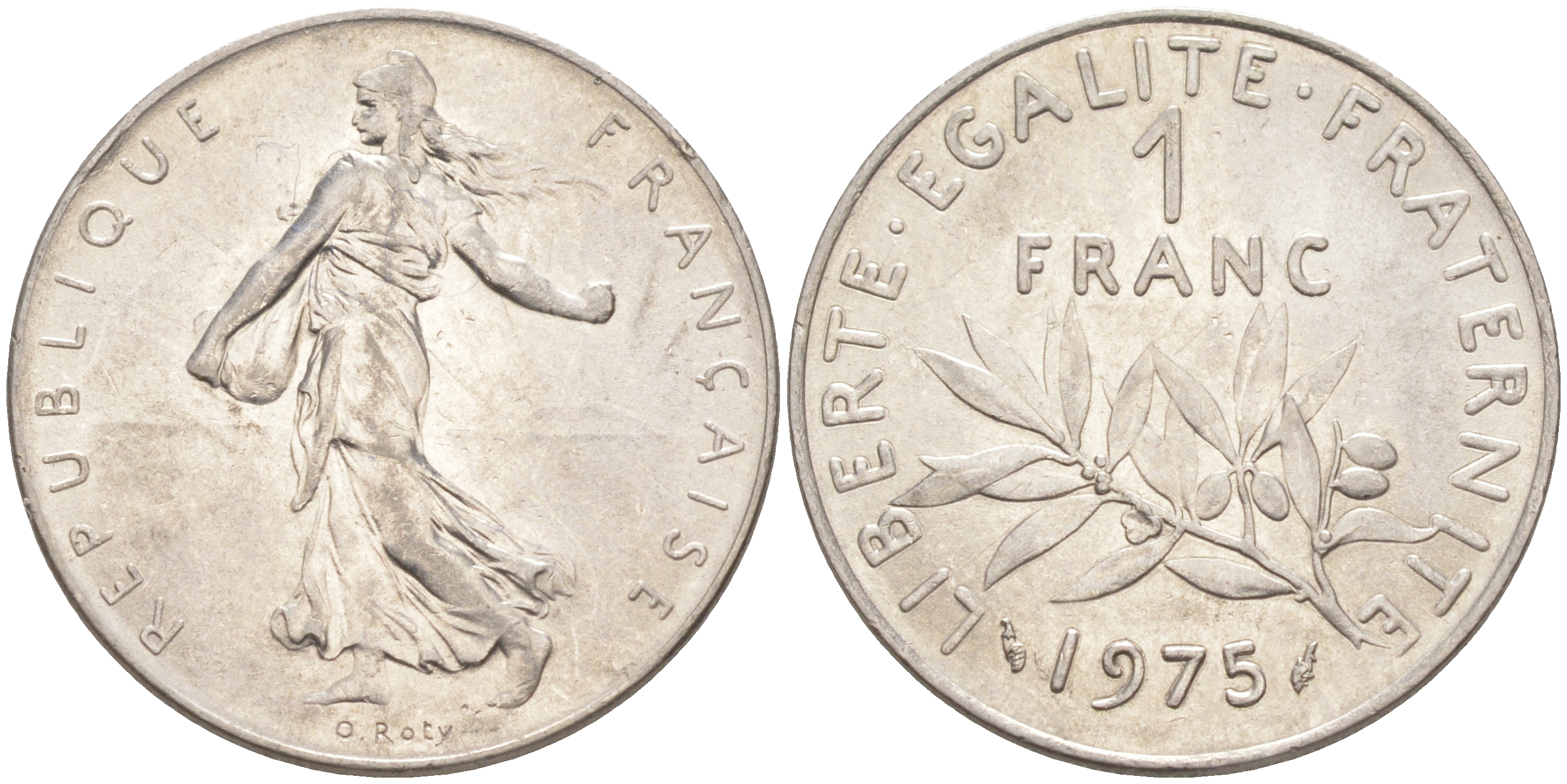 Франция 1 франк 1975 сеятель KM 925.1, Le Franc 226.20 никель 4513-745