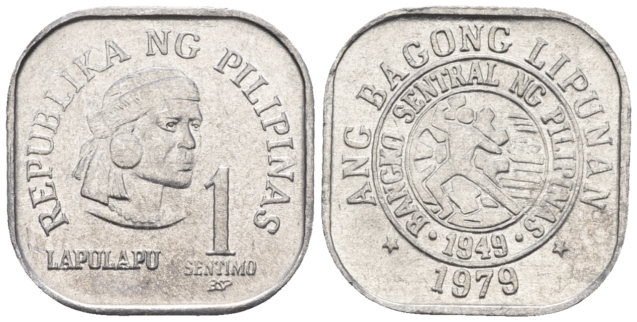 Филиппины 1 сентимо 1979 вождь острова Мактан Лапу-Лапу KM 205 алюминий  UNC  220-1065