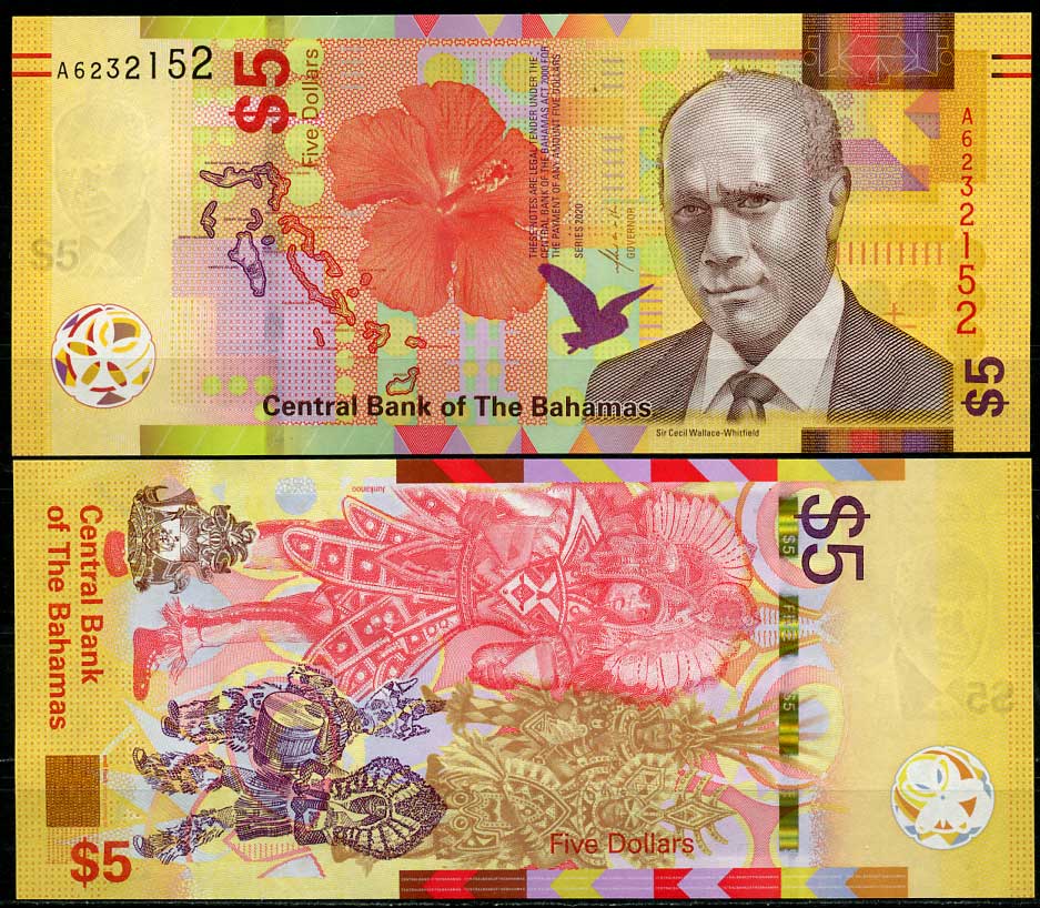 Багамские острова 5 долларов 2020 сэр Сесил Вилладж-Уитфилд Pick NEW бумага UNC (пресс) 447-64-3