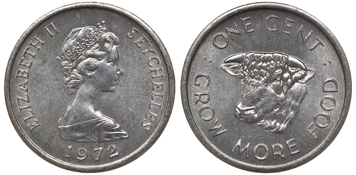 Сейшельские острова 1 цент 1977 FAO KM 30 алюминий M52-02