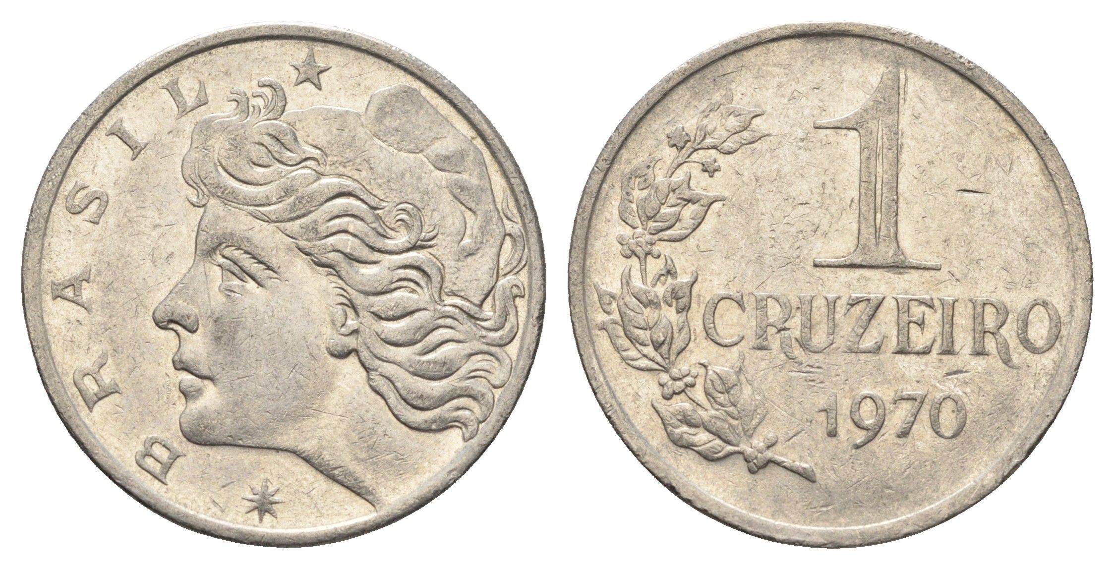 Бразилия 1 крузейро 1970 год-тип KM 581 никель 4663-542