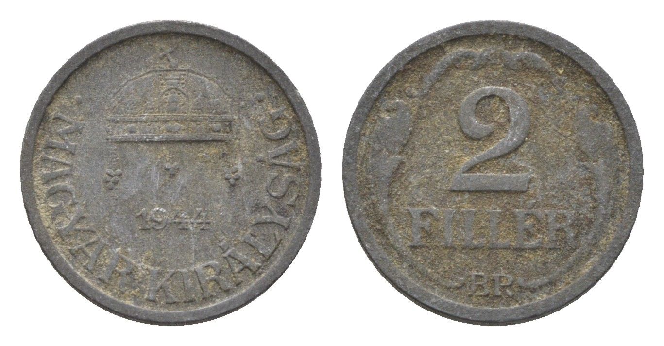 Венгрия 2 филлера 1944 BP KM 519 цинк 4664-918