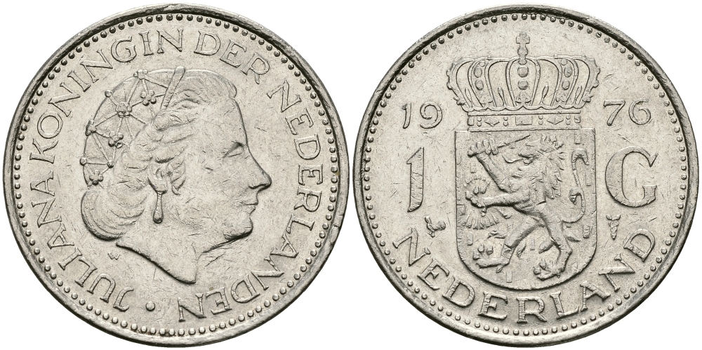 Нидерланды 1 гульден 1976 Юлиана (1948-1980) KM 184а никель 94-642
