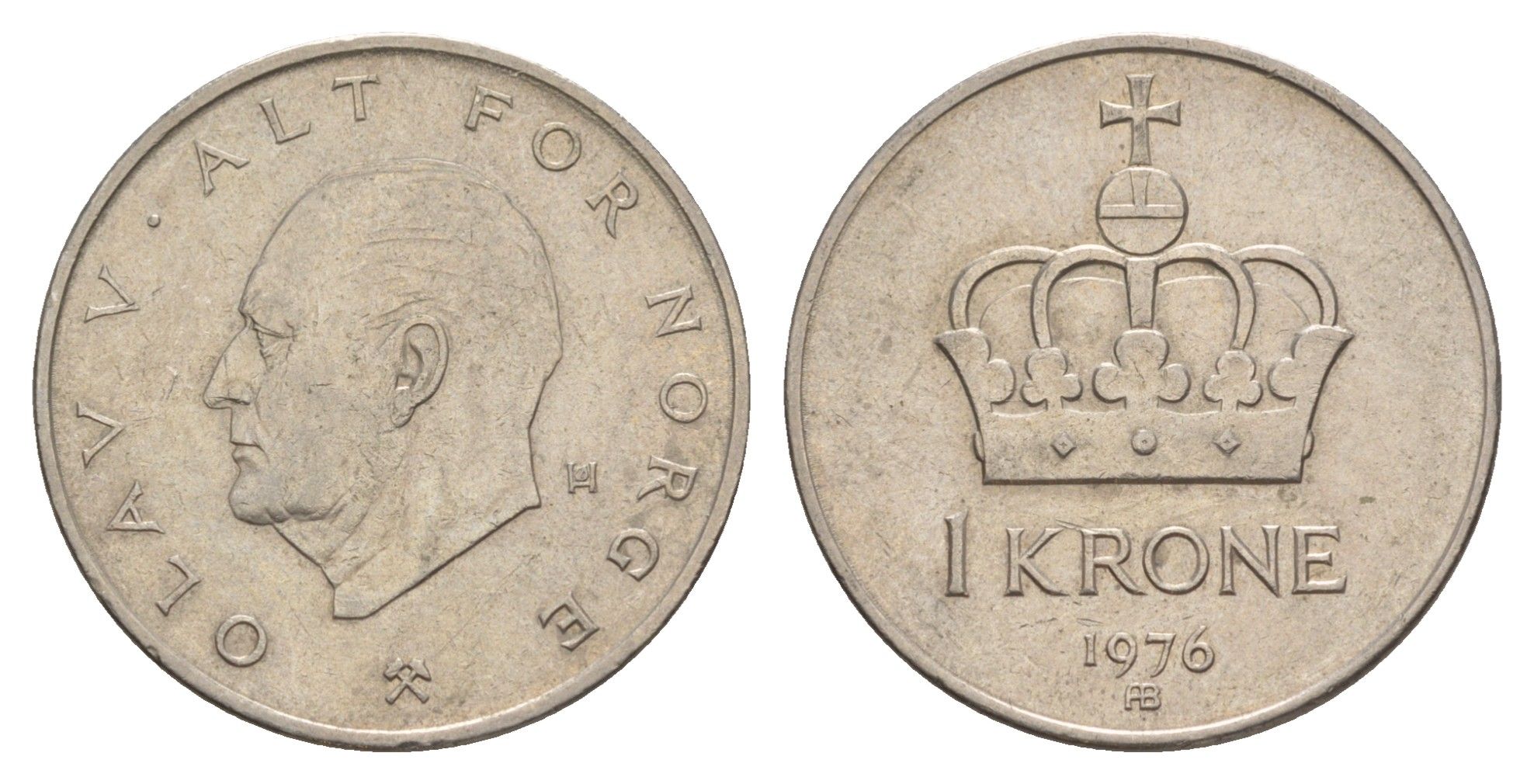 Норвегия 1 крона 1976 Улаф V (1957-1991) KM 419 медно-никель aUNC 4635-712