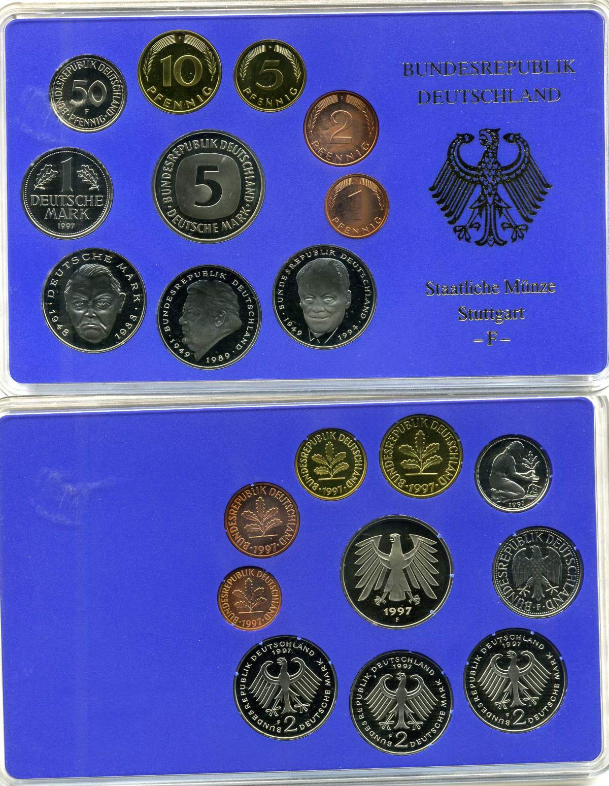 ФРГ государственный набор из 10 монет 1997 F PROOF 1-6-1-46