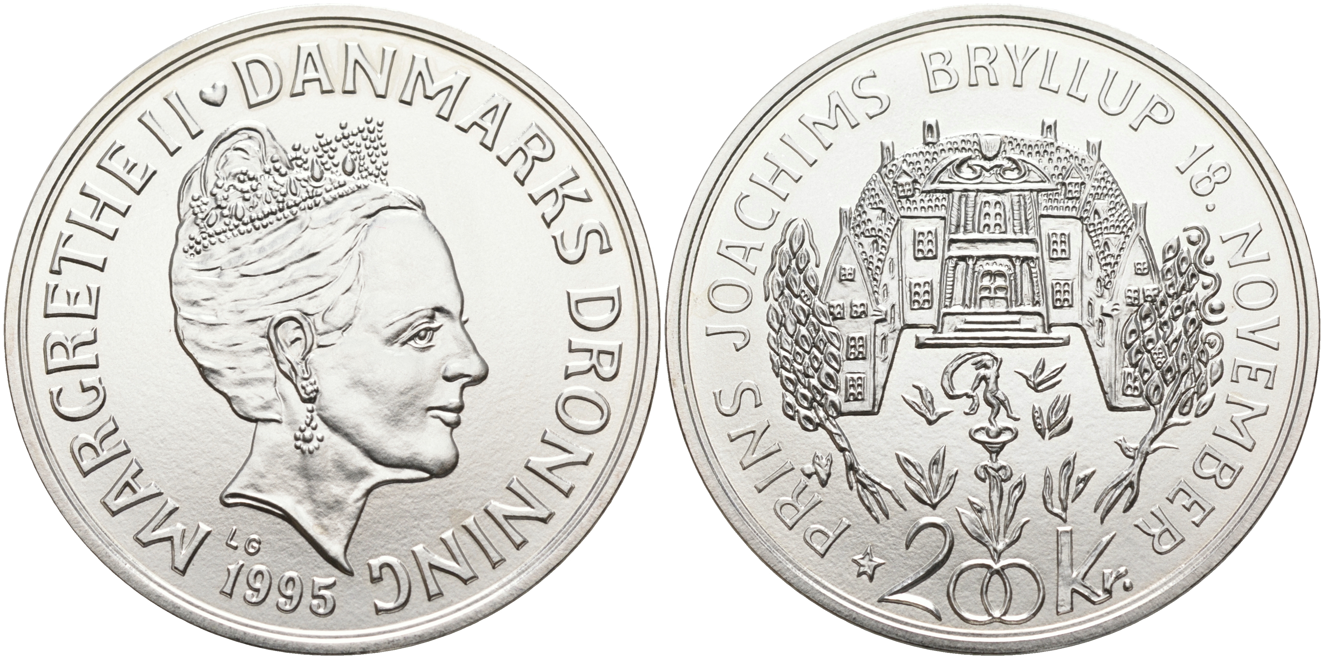 Дания 200 крон 1995 Королевская свадьба принца Иоахима KM 882 серебро UNC 01-148-15