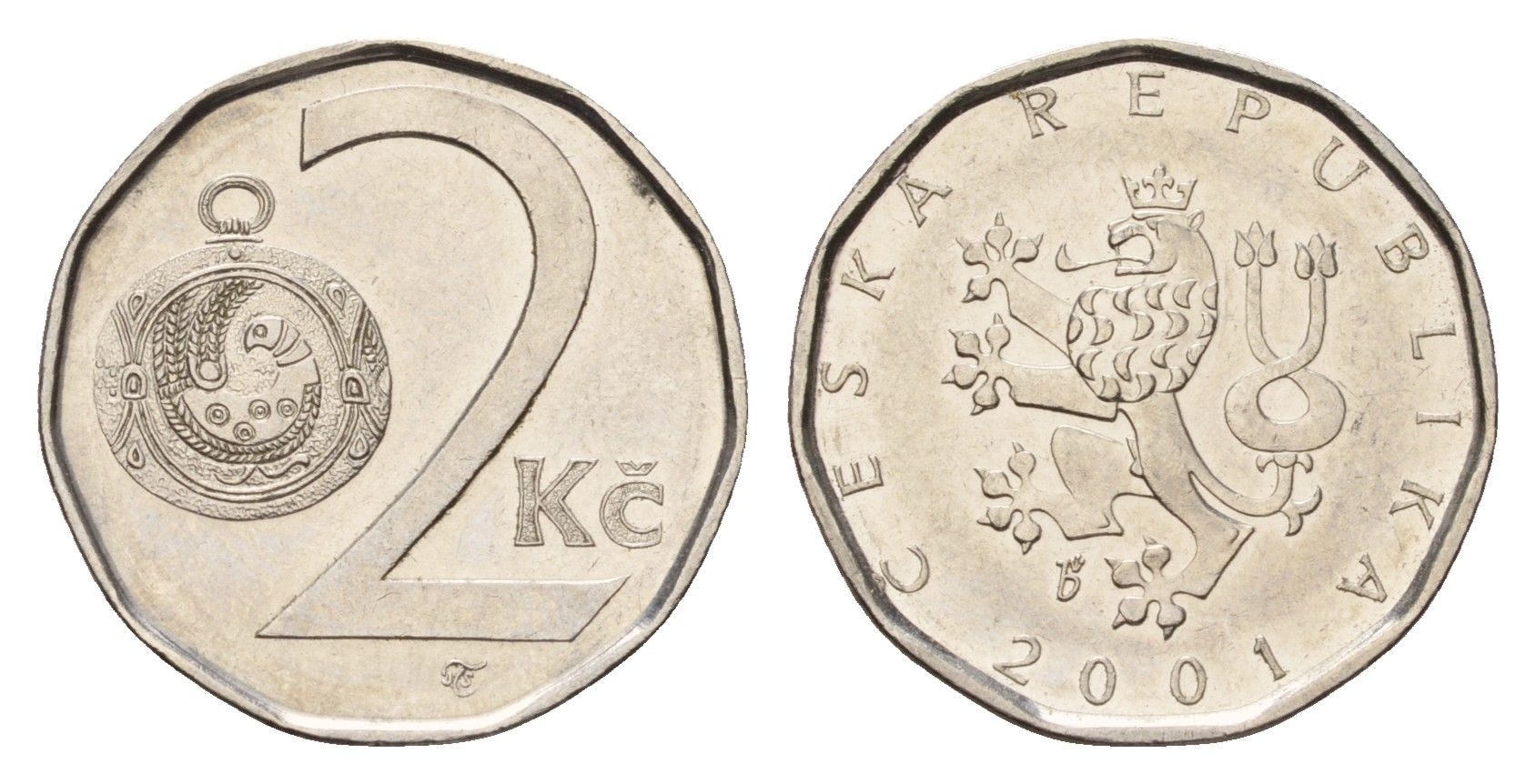 Чехия 2 кроны 2001 KM 9 сталь плакированная никелем 4615-965