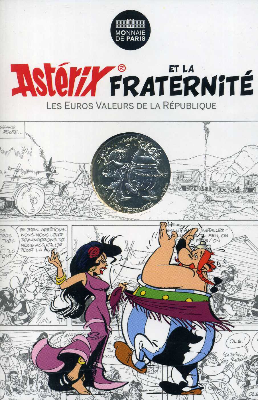 Франция 10 евро 2015 серия Астерикс и свобода, Обеликс и цыганка, в оригинальном буклете KM NEW серебро UNC 1-4-3-12