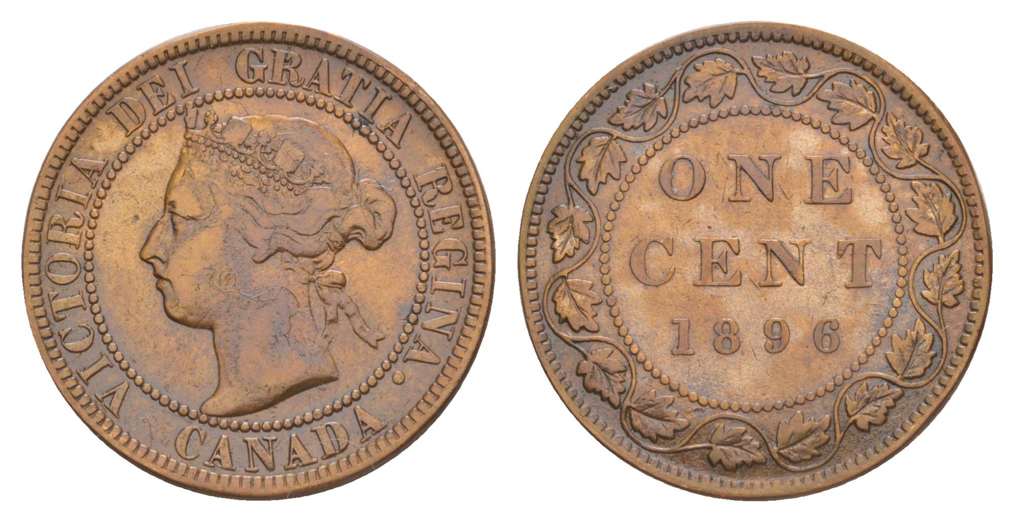 Канада 1 цент 1896 Виктория (1837-1901) KM 7 бронза 4637-131