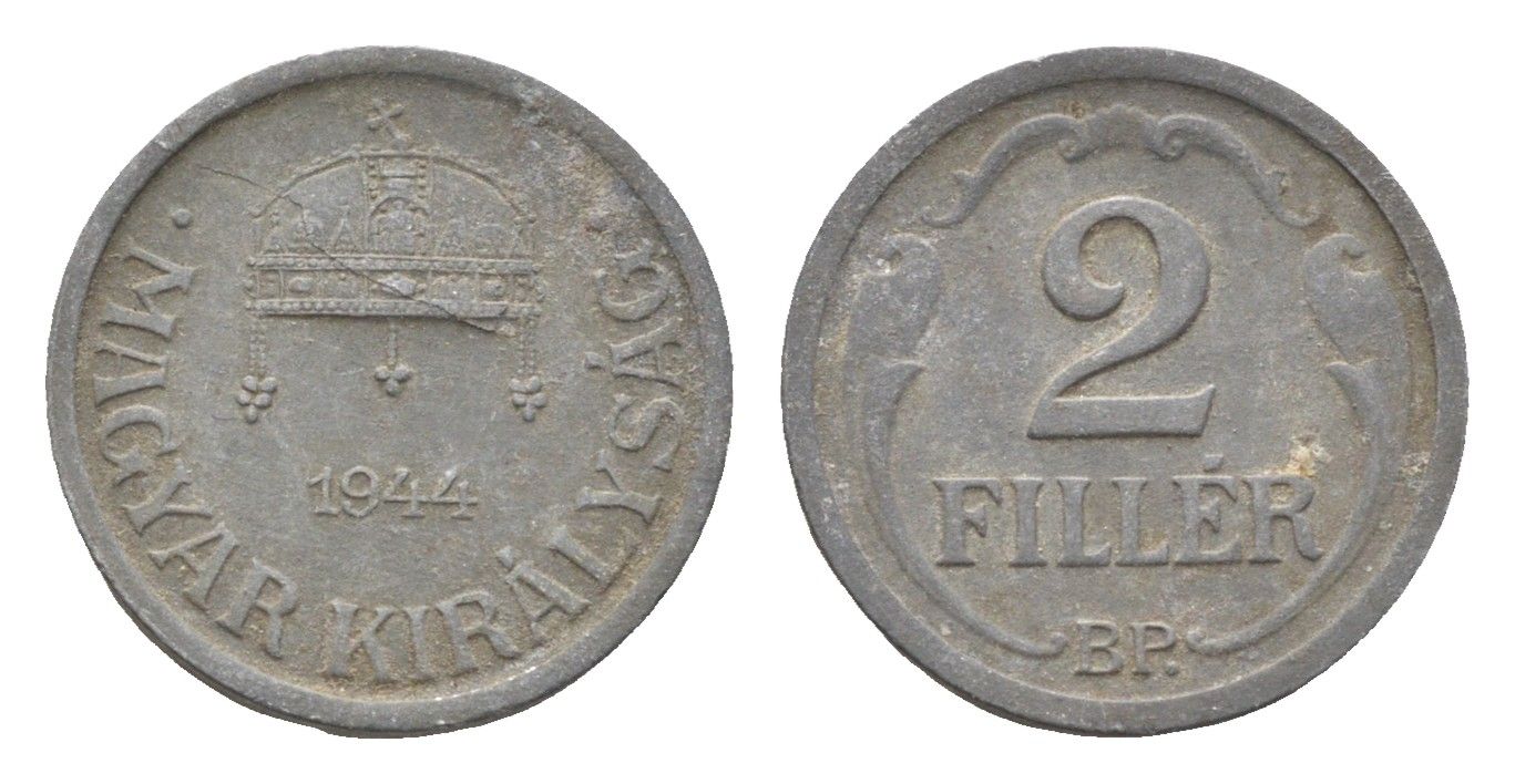 Венгрия 2 филлера 1944 BP KM 519 цинк 4665-565