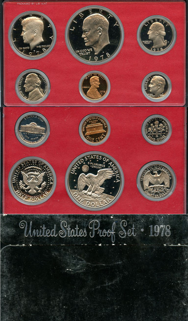 США официальный набор из 6 монет, в пластике 1978 S, Джон Кеннеди, в твердом пластике KM PS 142   PROOF  8-2-04-27