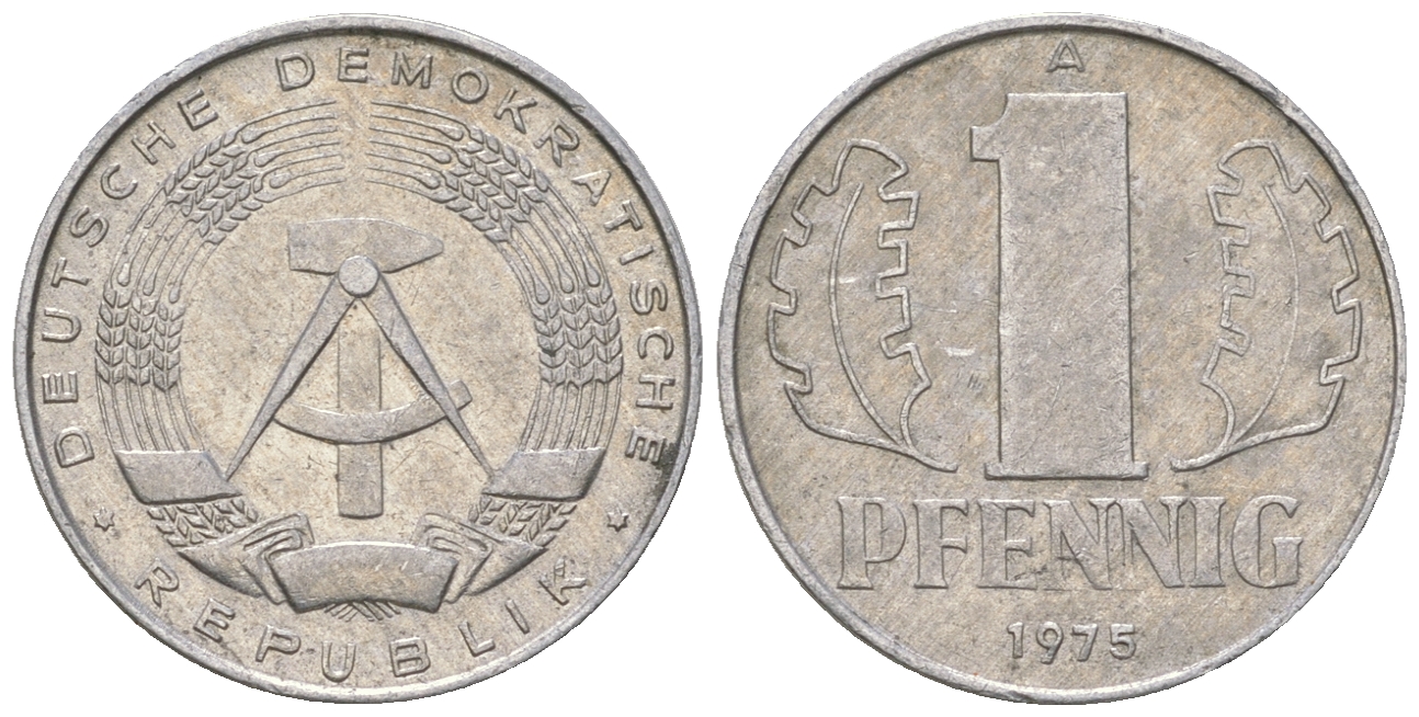 ГДР 1 пфенниг 1975 А KM 8.1 алюминий 4615-1252