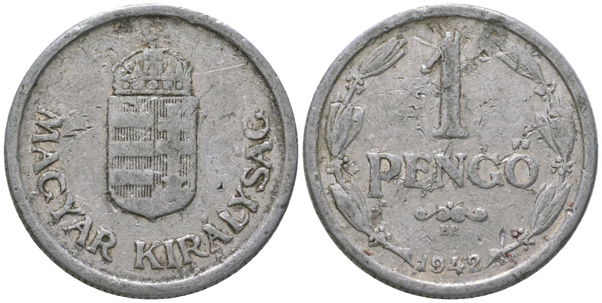 Венгрия 1 пенге 1942 BP KM 521 алюминий 212-832
