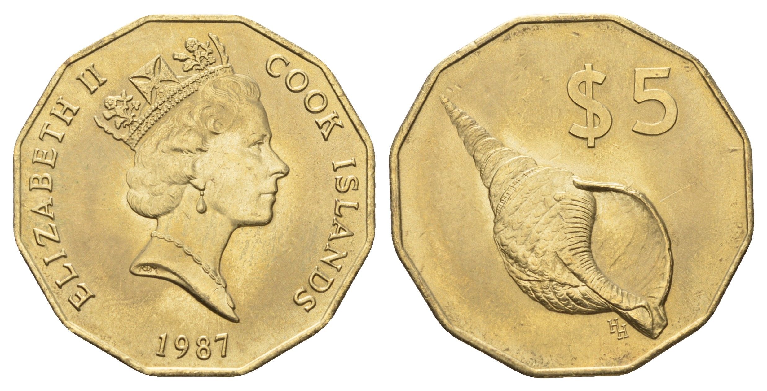 Острова Кука 5 долларов 1987 KM 39 алюминиевая бронза UNC 4127-1943