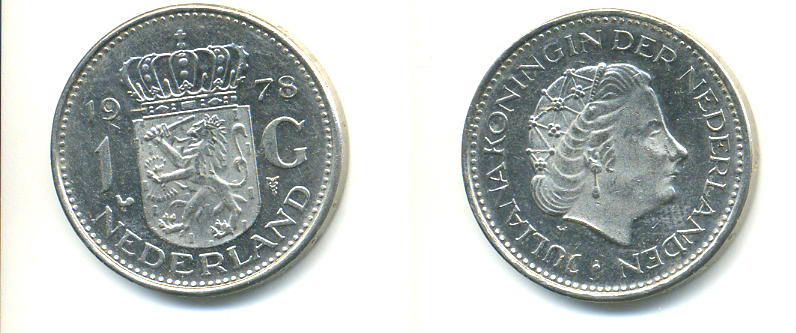 Нидерланды 1 гульден 1978 Юлиана (1948-1980) KM 184a никель 83-816