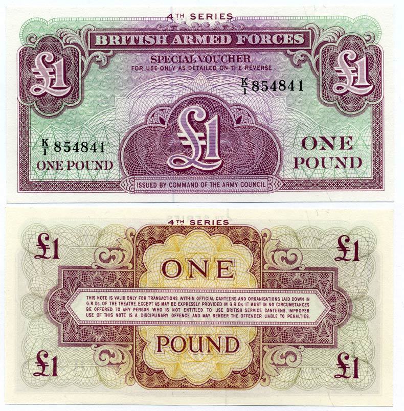 АНГЛИЯ 1 ФУНТ 1962 ДЛЯ ВООРУЖЕННЫХ СИЛ, ЧЕТВЕРТАЯ СЕРИЯ Pick M36 бумага UNC (ПРЕСС) 7486-31-3-2