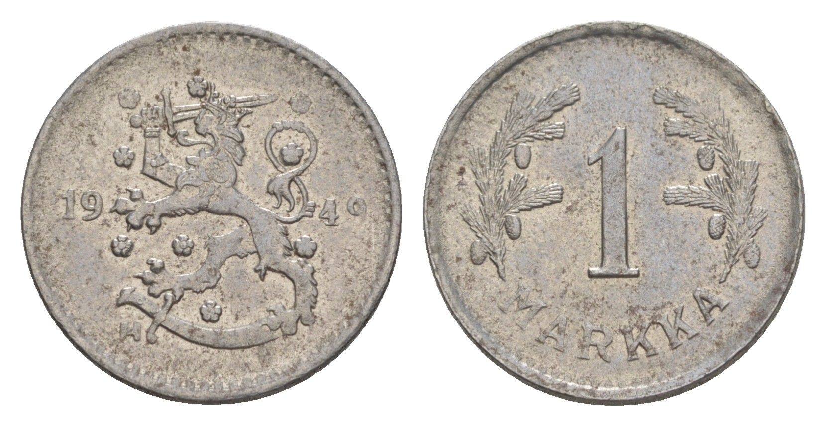 Финляндия 1 марка 1949 KM 30b железо 4647-425