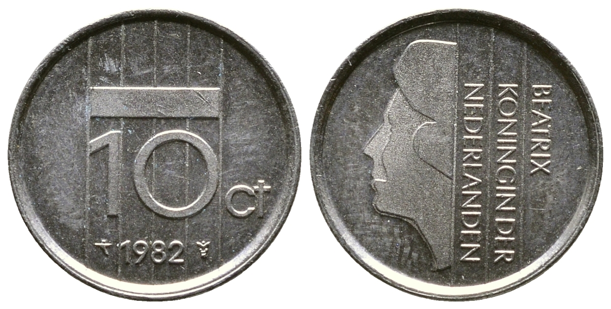 НИДЕРЛАНДЫ 10 ЦЕНТОВ 1982 ЮЛИАНА KM 203 никель 4110-1732