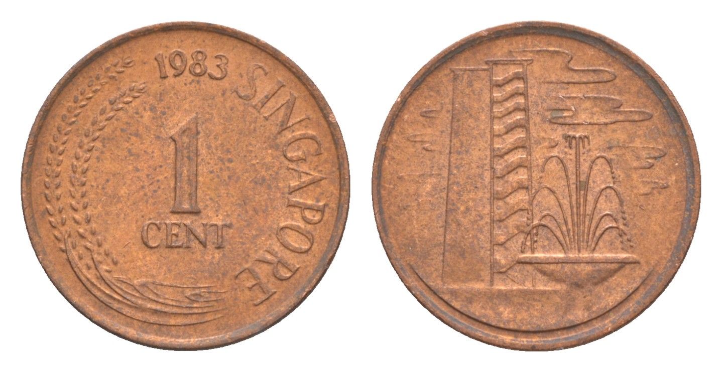 Сингапур 1 цент 1983 KM 1 a cталь с медным покрытием 4640-625