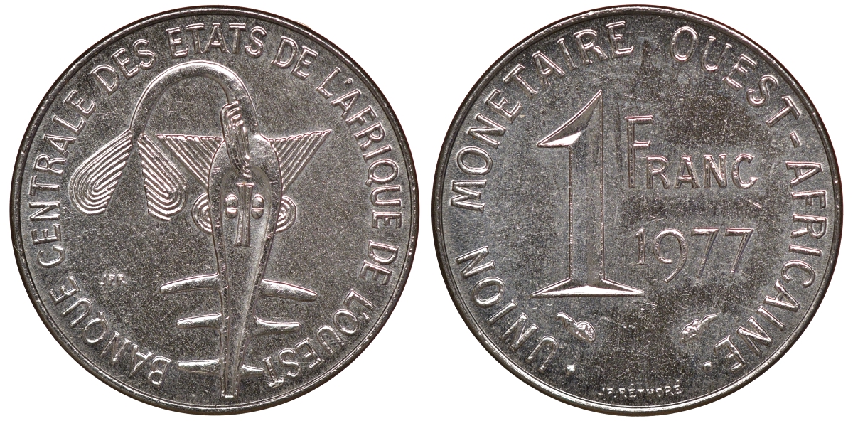 Западно-Африканские штаты 1 франк 1977 KM 8 сталь UNC M51-14