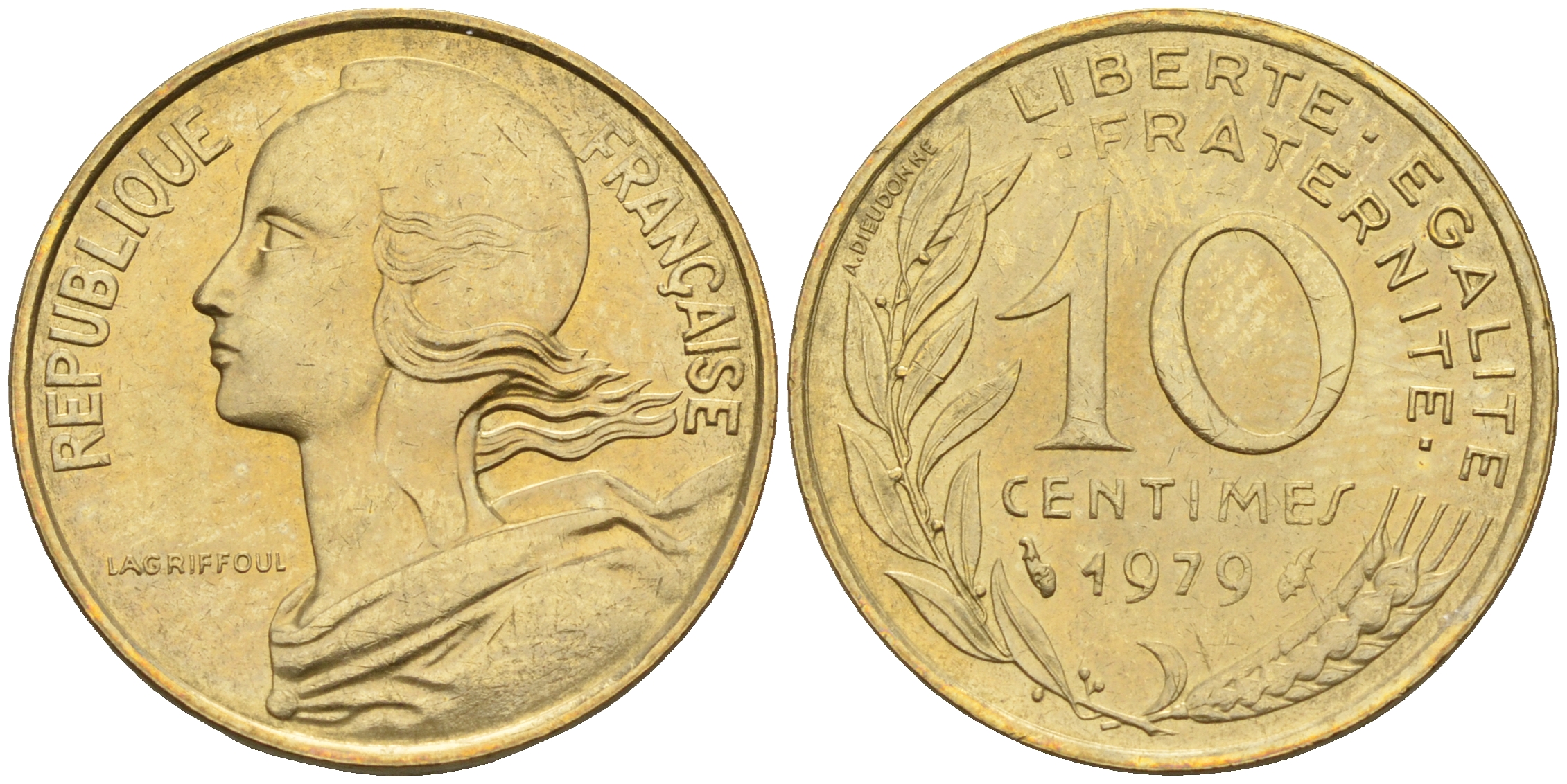 Франция 10 сантимов 1979 тип Марианна KM 929 медь алюминий никель    4152-1234