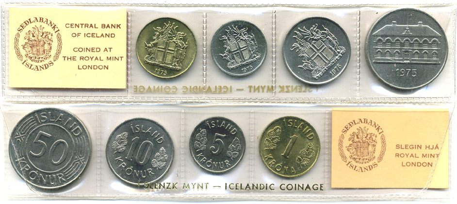 Исландия набор из 4 монет 1975 в оригинальной упаковке UNC 1-4-4-07