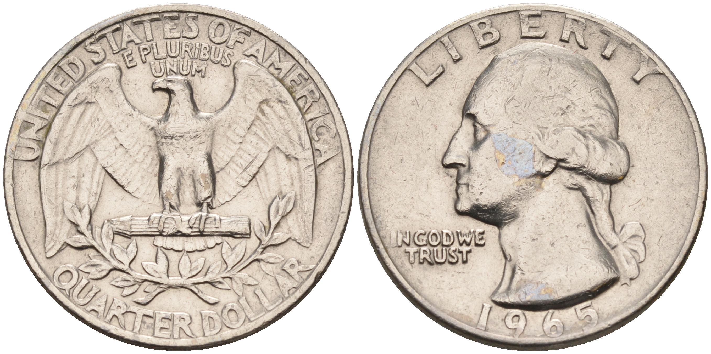 США 25 центов (квотер) 1965 Вашингтон KM 164а медь плакированная медно-никелем    4595-715