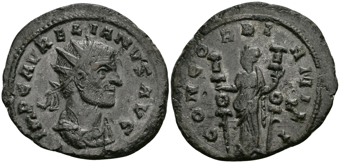 Римская Империя антониниан 270 Аврелиан CONCORDIA MILITVM Сисция about Extremely fine RIC 192 бронза 1073-3-10-4