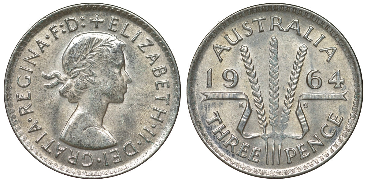Австралия 3 пенса 1964 Елизавета II (1952-2022) KM 57 серебро 71-967