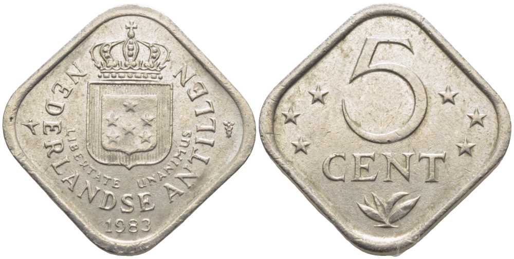 Нидерландские Антилы 5 центов 1983 Беатрикс (1980-2013) KM 13 медно-никель 112-613