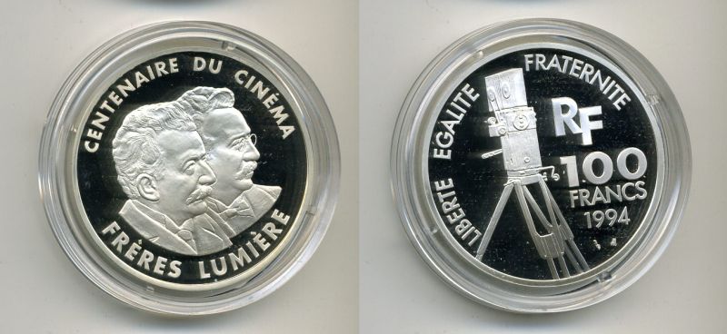 ФРАНЦИЯ 100 ФРАНКОВ 1994 БРАТЬЯ ЛЮМЬЕР серебро Ш1-2