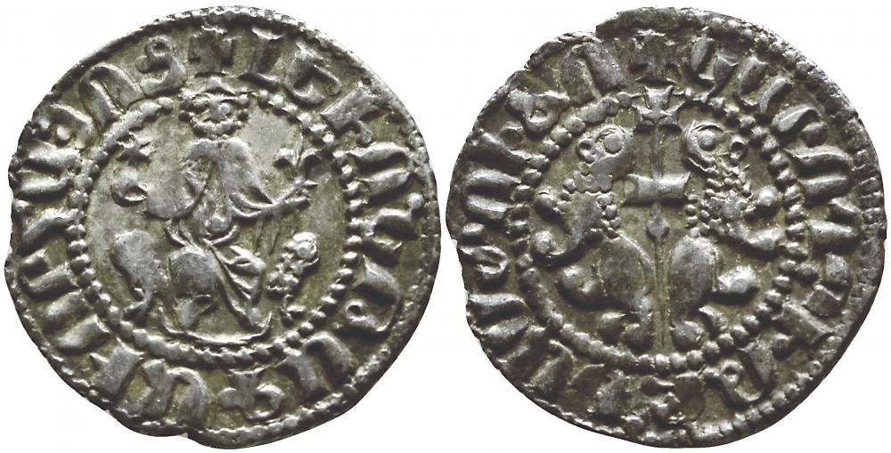 Киликийская Армения трам 1198-1219 Левон I 2,96 гр good very fine Nerc. 289 серебро 1073-1-2-2