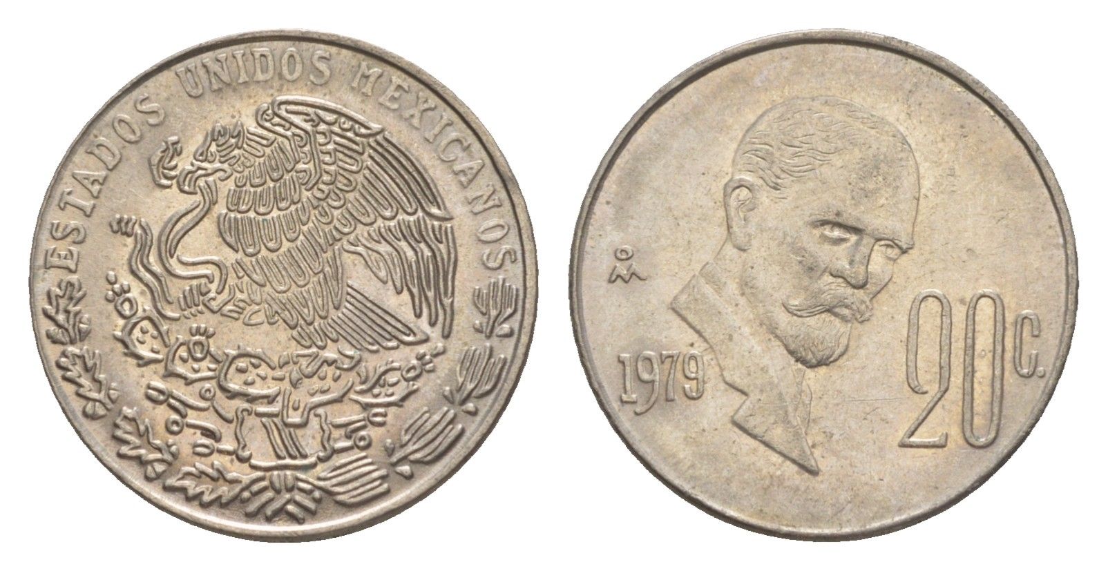 Мексика 20 сентаво 1979 Франциско Индалеси KM 442 медно-никель 4644-651