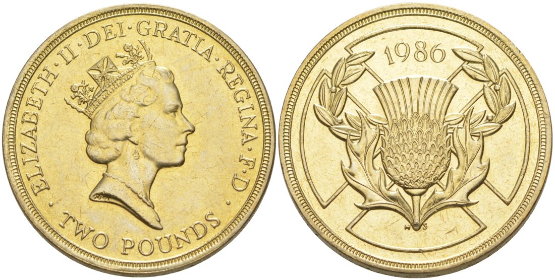 Великобритания 2 фунта 1986 Елизавета II (1952-2022), XIII Игры Британского Содружества KM 947, Spink 4311 (K1) никель латунь 180-1035