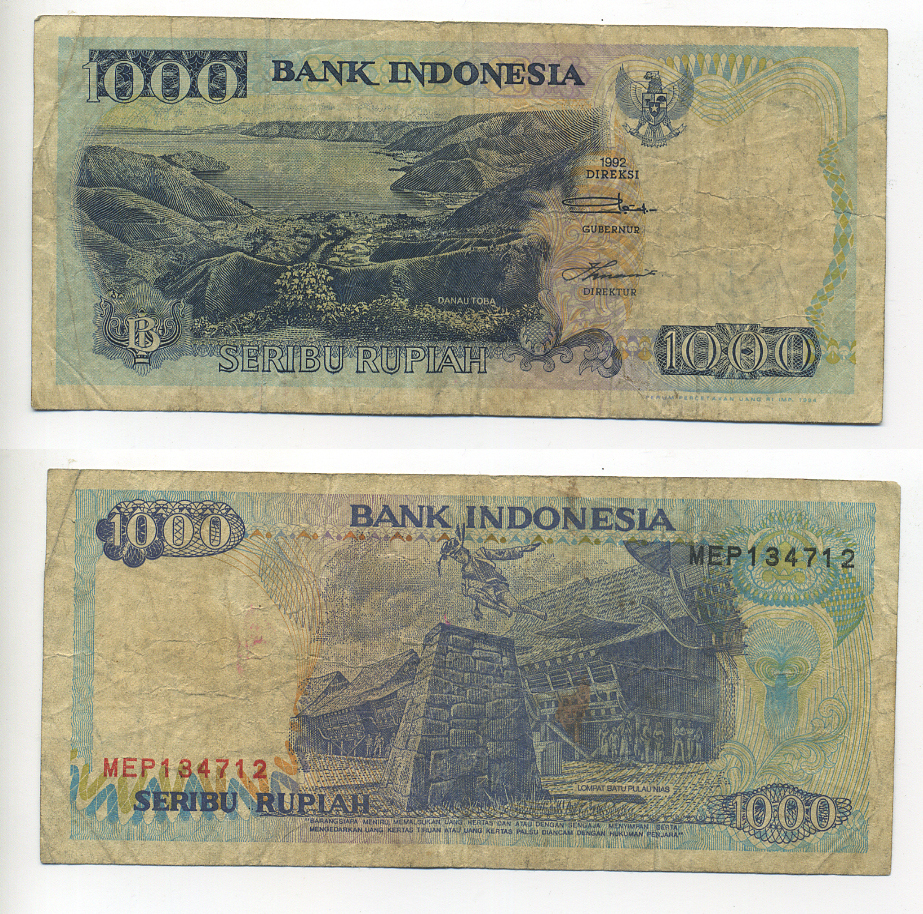 ИНДОНЕЗИЯ 1000 РУПИЙ 1992/1994 Pick 129c бумага 7214-19-4