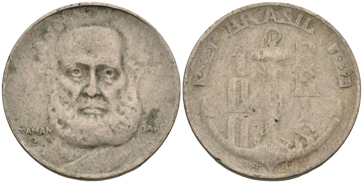 Бразилия 100 рейс 1937 Маркиз Тамандаре KM 536 медно-никель 4115-616