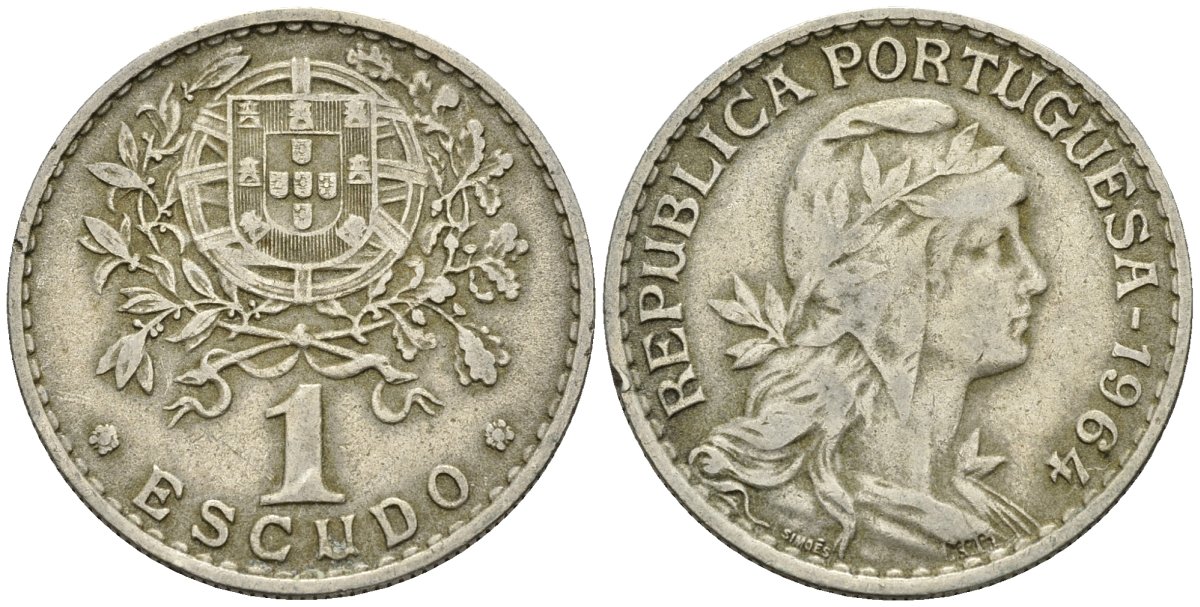 Португалия 1 эскудо 1964 KM 578 медно-никель 4148-421