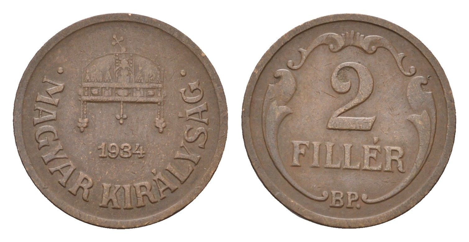 Венгрия 2 филлера 1934 KM 506 бронза 4658-928