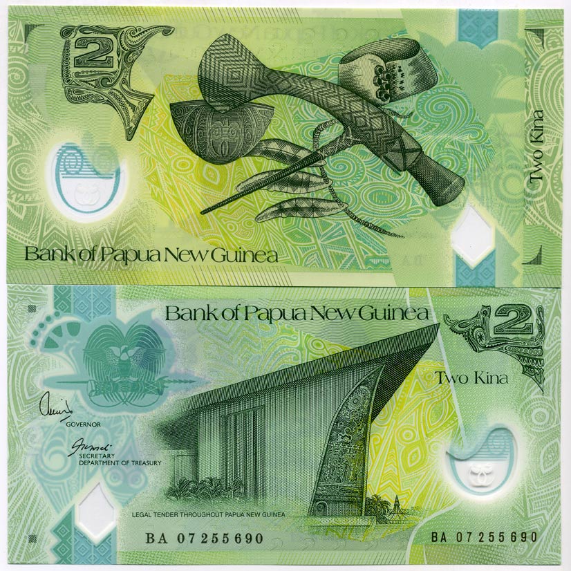 Папуа-Новая Гвинея 2 кина 2007 signatures: Kamit & Tossali Pick 28 а пластик UNC (пресс) 449-20-2