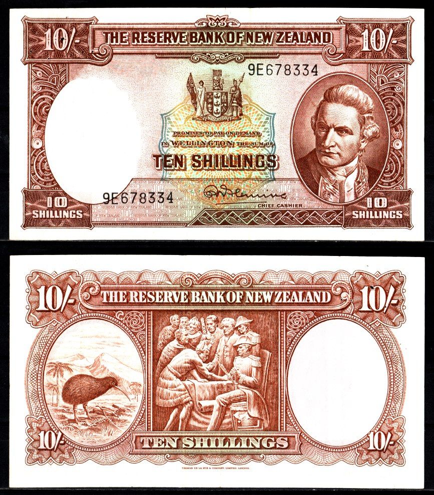 Новая Зеландия 10 шиллингов ND (1940-1967) Pick 158 d бумага 451-1193-2