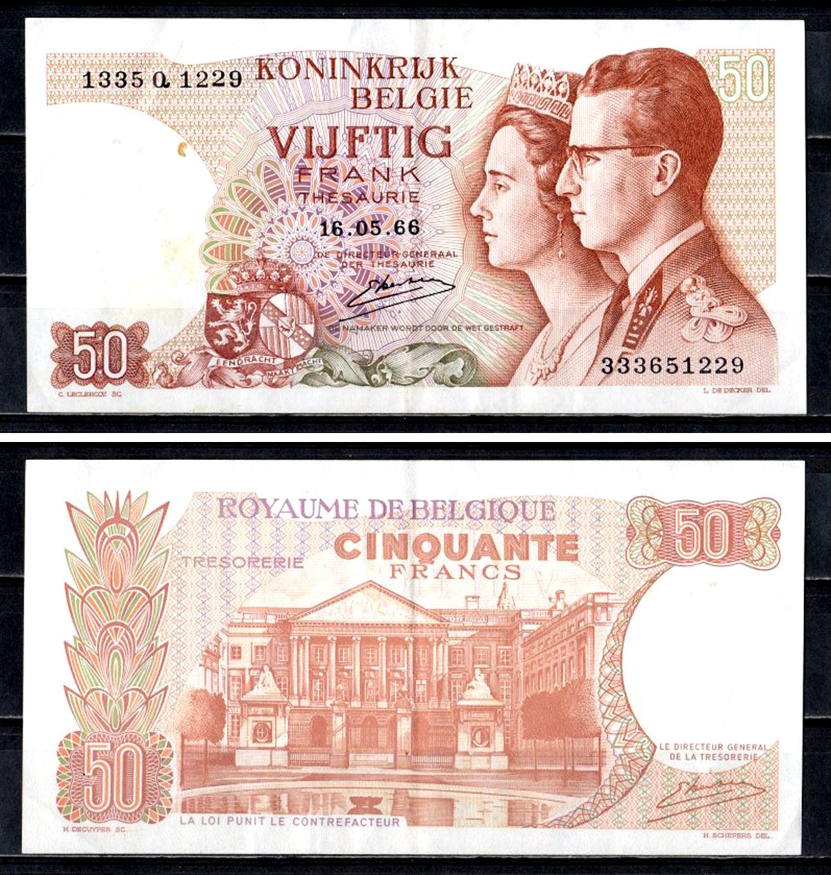 Бельгия 50 франков 1966 Pick 139 (3) бумага 6312-42-1-1