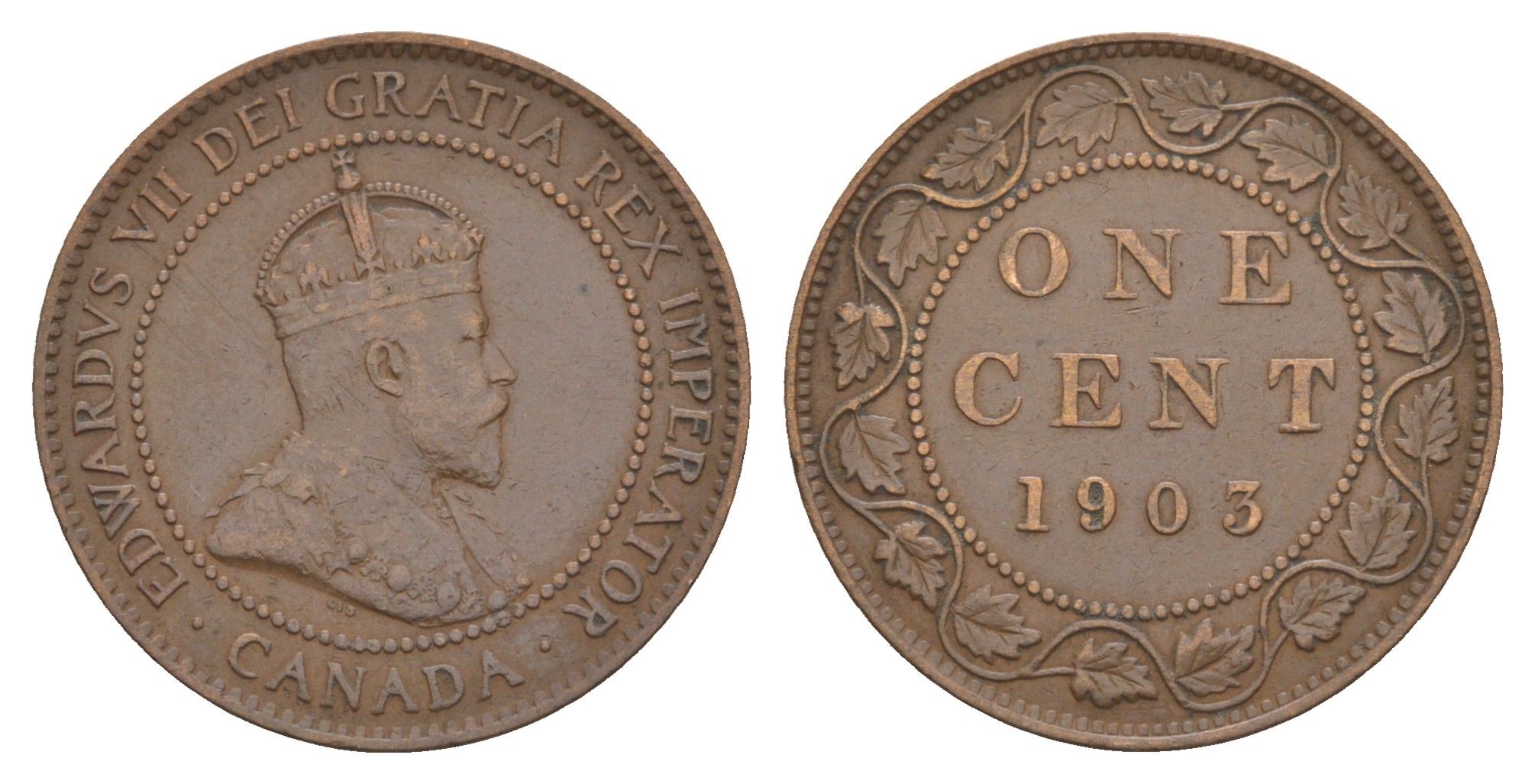 Канада 1 цент 1903 Эдуард VII (1901-1910) KM 8 бронза 4654-1223