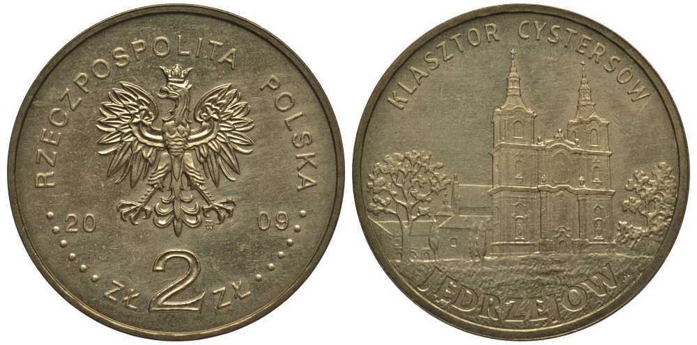 Польша 2 злотых 2009 MW, серия города Польши, Енджеюв (Jedrzejow) KM 710 нордик UNC 114-441