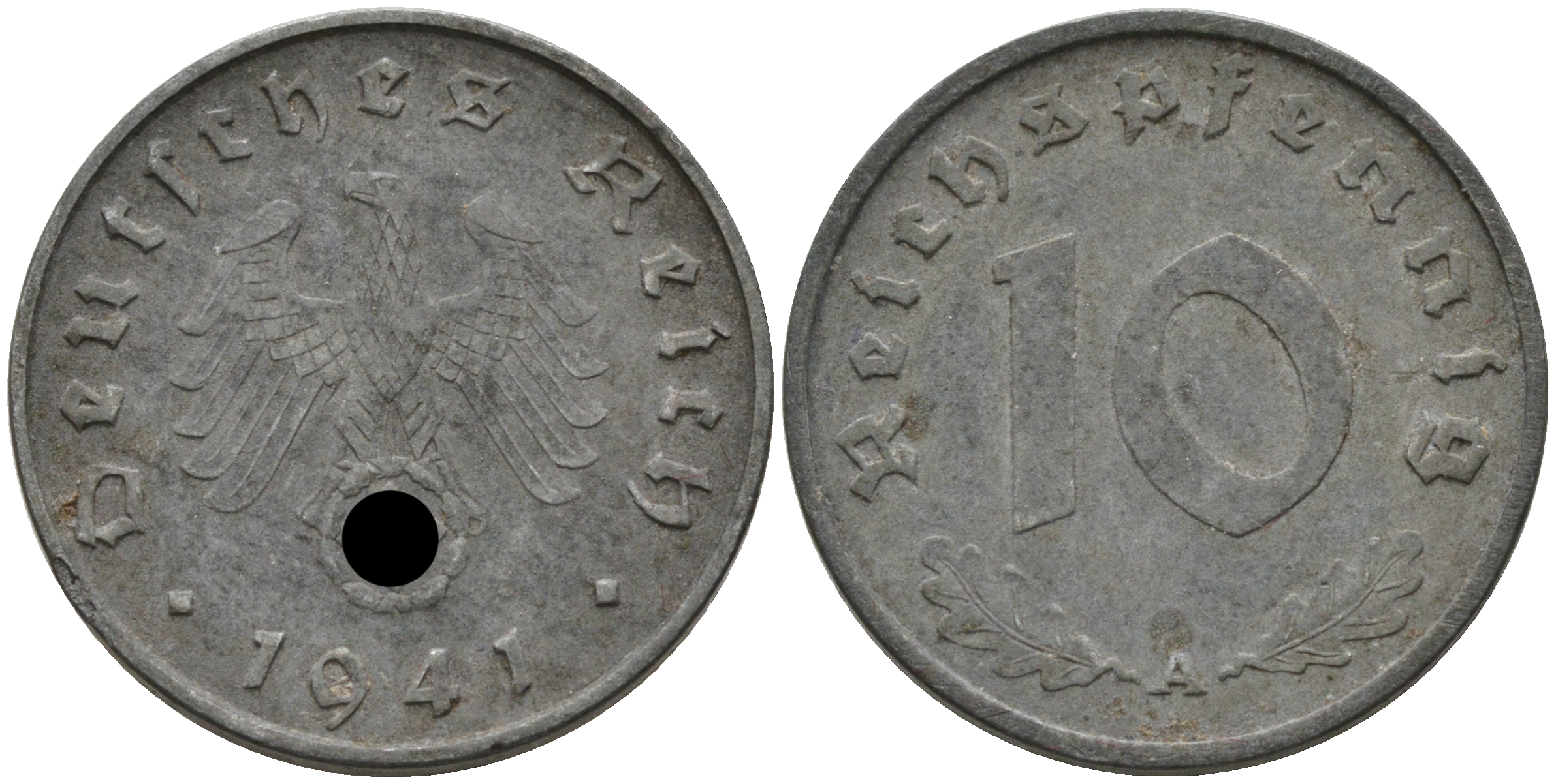 ГЕРМАНИЯ 10 РЕЙХСПФЕННИГОВ 1941 A J. 371, KM 101 цинк 75-235