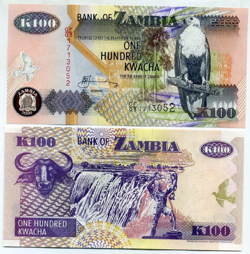 Замбия 100 квач 2006 орлан крикун, водопад Виктории Pick 38 f бумага UNC (пресс) 448-41-3