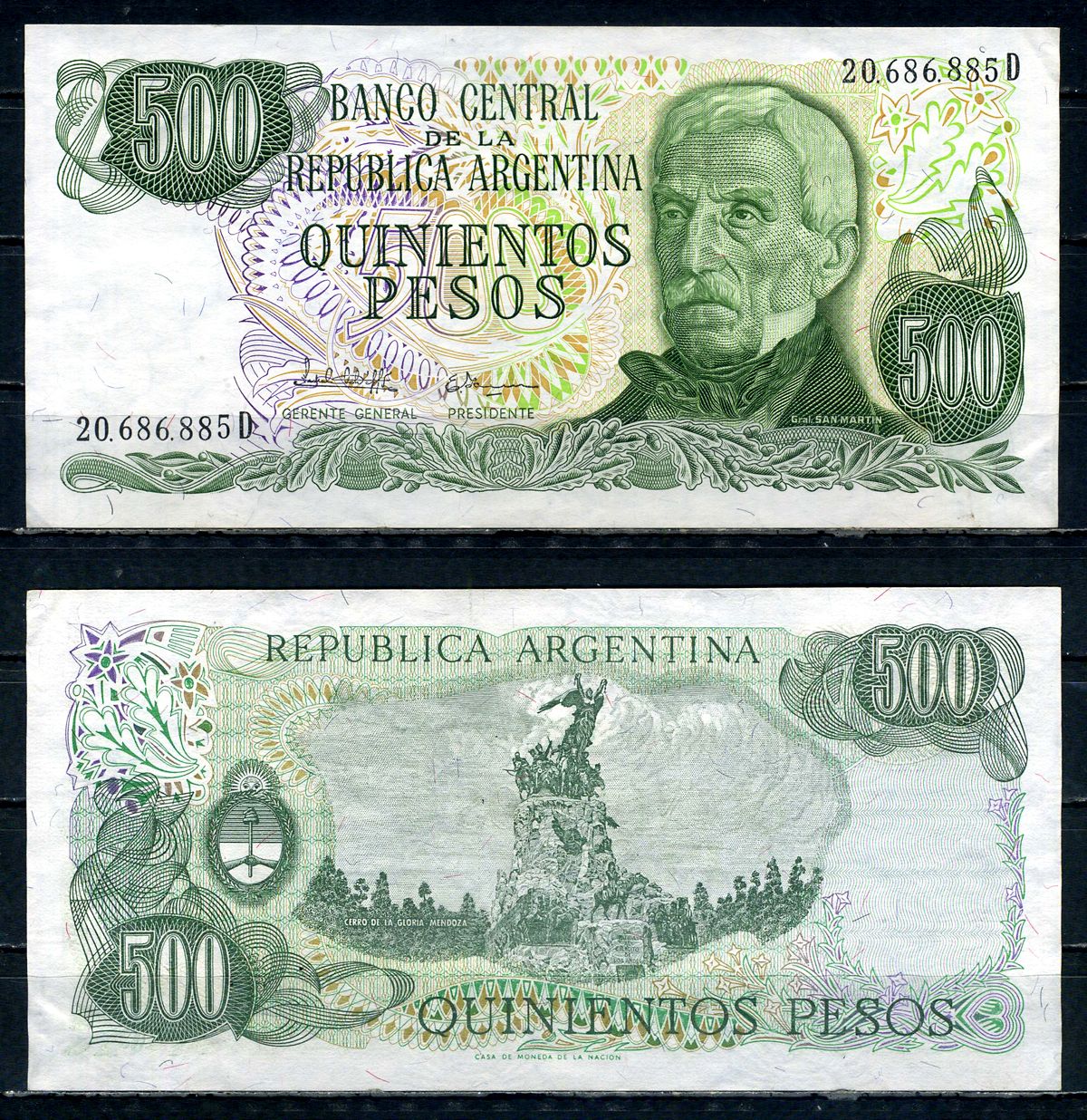 Аргентина 500 песо ND (1977-1982) Pick 303 c бумага aUNC 6294-20-2-2