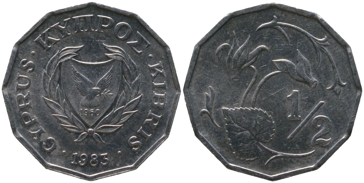 Кипр 1/2 цента 1983 KM 52 алюминий aUNC 4154-455