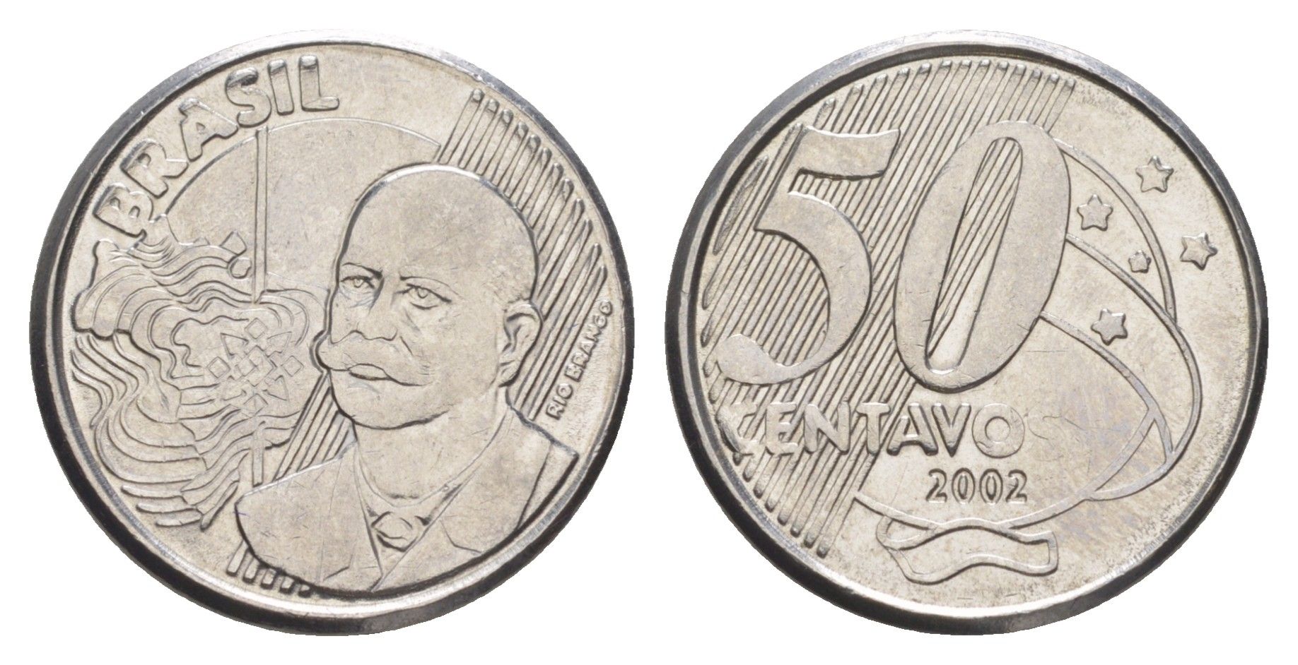 Бразилия 50 сентаво 2002 KM 651a нержавеющая сталь 4648-1215