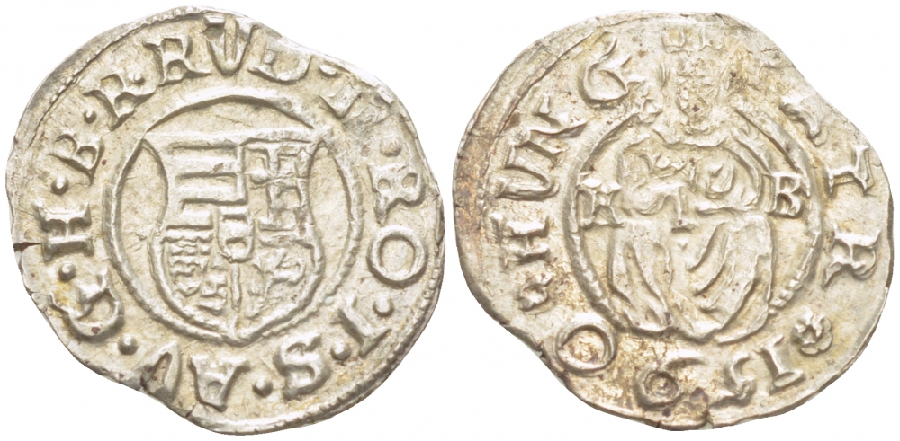 Венгрия 1 денар 1590 Рудольф II Габсбург (1576-1612), мадонна с младенцем серебро 413-2242