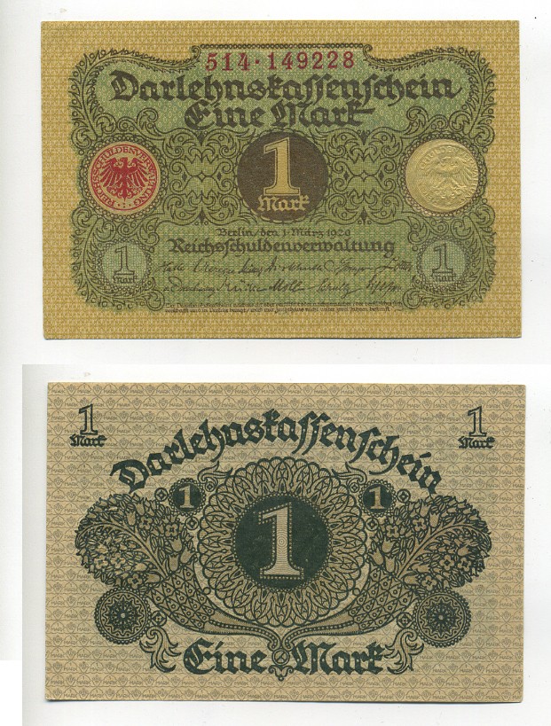 ГЕРМАНИЯ 1 МАРКА 1920 1 МАРТА 1920, ВЕЙМАРСКАЯ РЕСПУБЛИКА Pick 58 бумага UNC (ПРЕСС) 7217-40-1